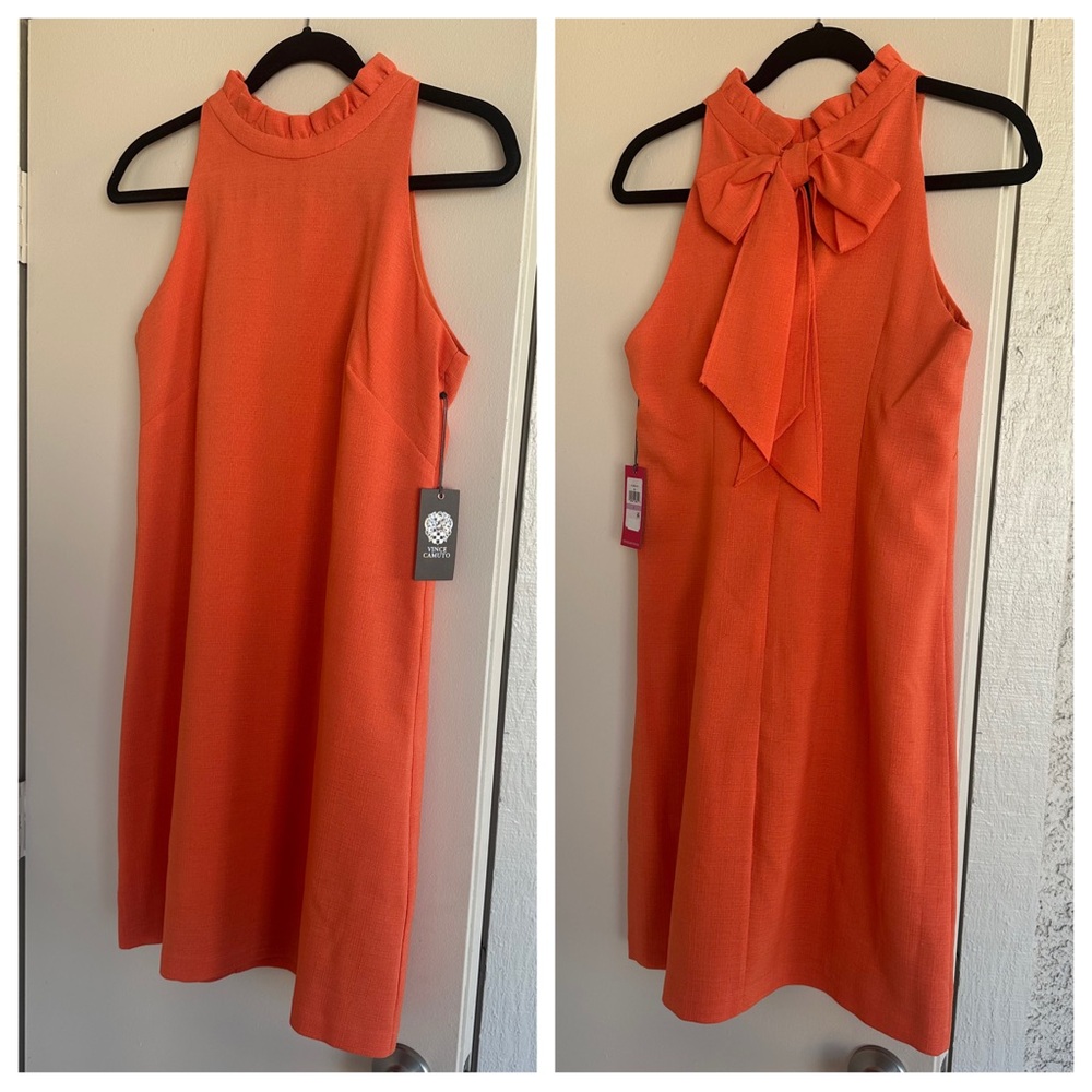 Vince Camuto Ruffle Neck Sleeveless Dress